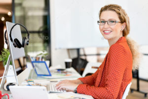 Young woman in office